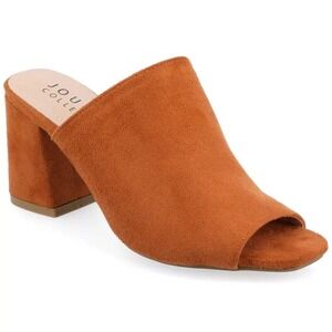 Journee Collection Adelaide Peep Toe Block Heel Sandals 5 New With Tags